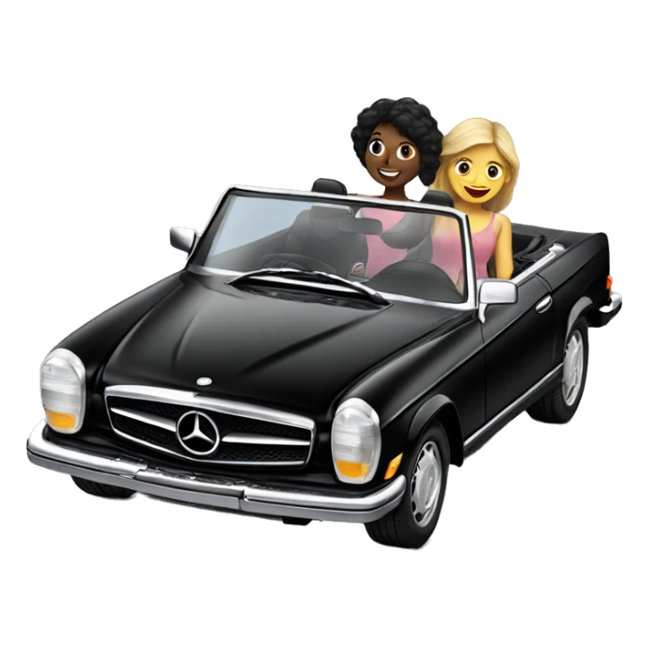 Black Mercedes Cabrio with two happy girls sticker