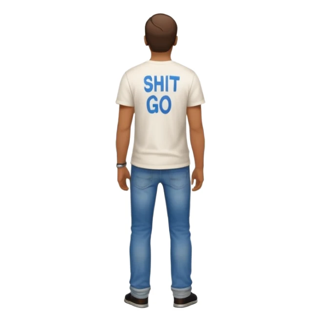 emoji inspired by the 'shit here we go again' GTA meme, character seen from behind, urban atmosphere sticker