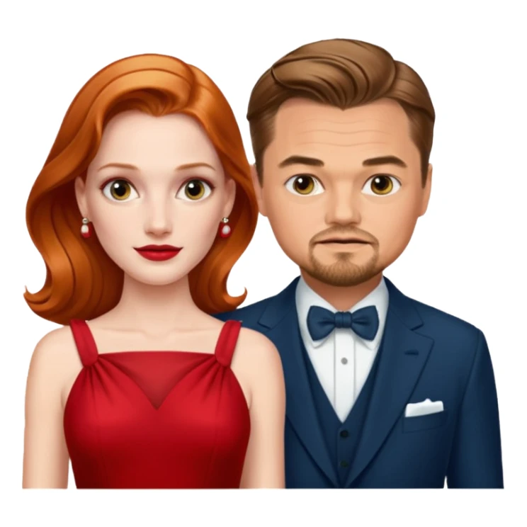 leonardo di caprio and Jessica Chastain in a red dress sticker