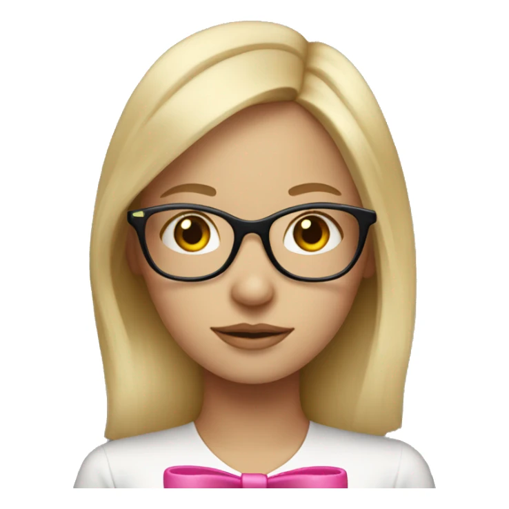 Blonde hair girl with glasses and pink bow sticker