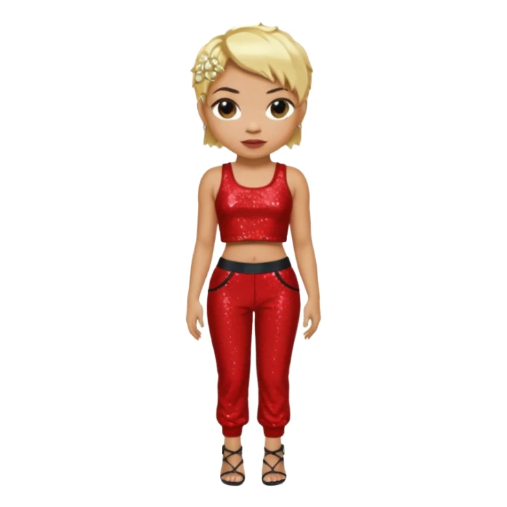 T Boz from TLC with short blonde hair, red sequin crop top and pants sticker