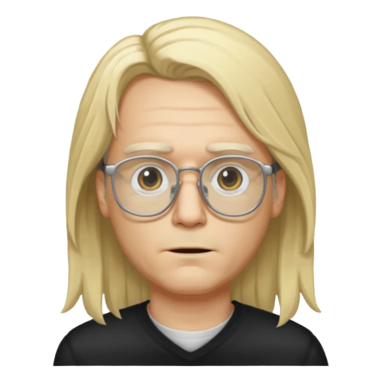 Dead Guy with long blond hair and glasses sticker