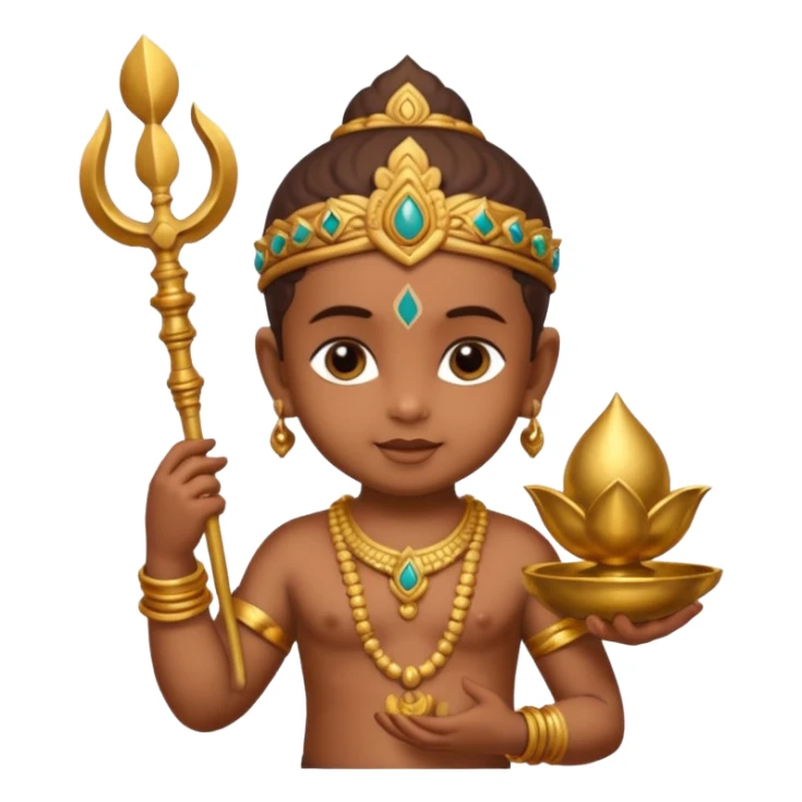 Cute baby murugan with vel and mayil sticker