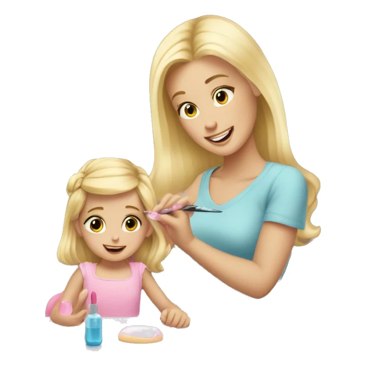 blonde babydaughter gives blonde dad a manicure sticker