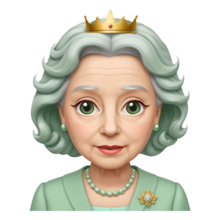 Queen Elizabeth with grey hair and waves in pastel green clothes sticker