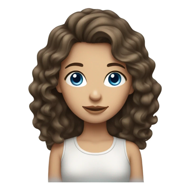 brunette girl with wavy hair and blue eyes sticker