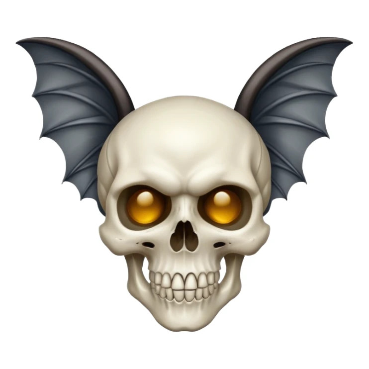 skull emoji with bat ears and wings sticker