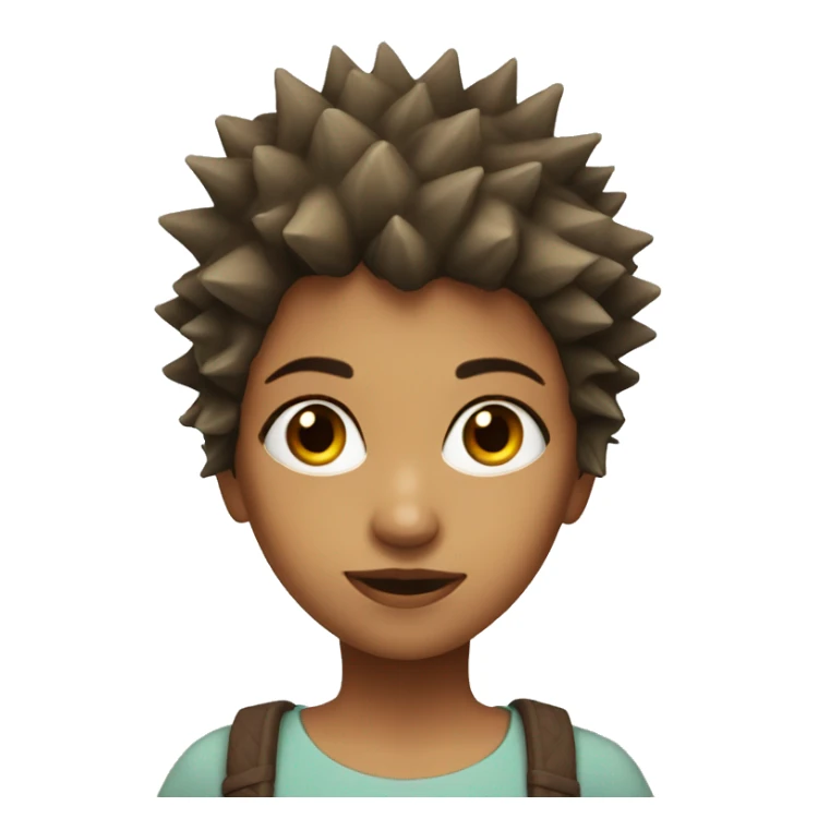 Girl with spiky short hair an circle face brown eyes  sticker