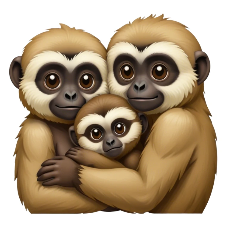 Male and female gibbon snuggling sticker