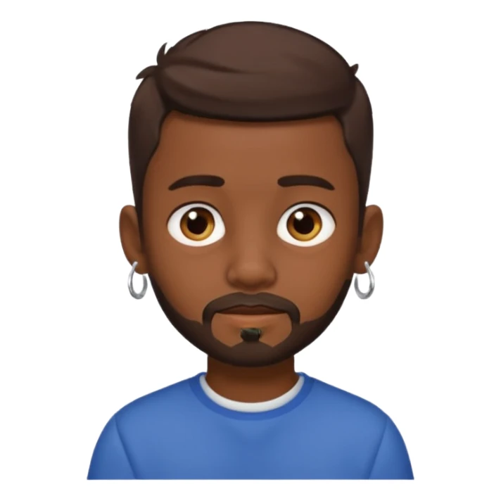 dark-skinned boy, short brown hair, with a little beard and an earring in his ear sticker