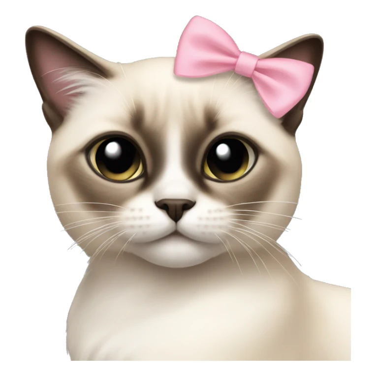 Long hair Siamese cat with pastel pink bow sticker