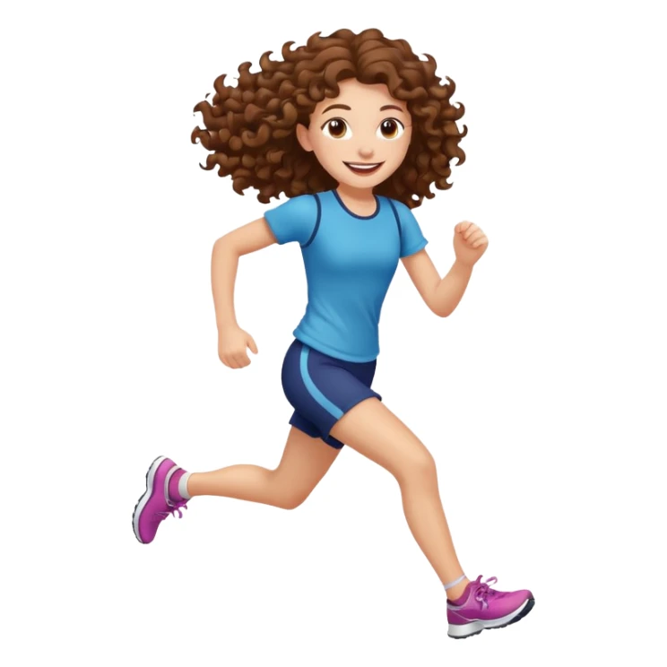 curly brown hair long girl running sticker