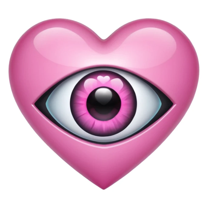A black heart crystal with a pink eye in the center sticker