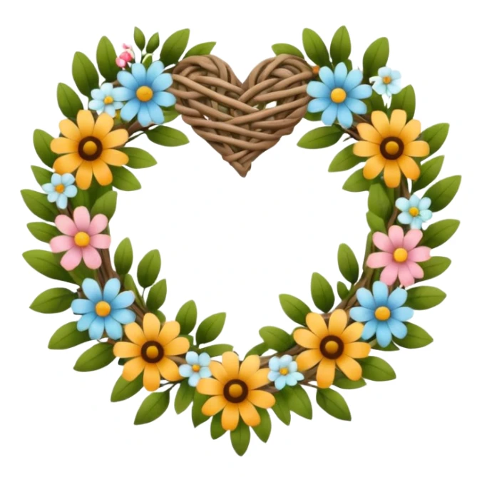 nature wreath heart, boho beautiful  sticker