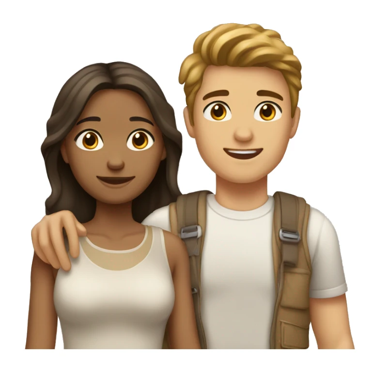 A boy with his girlfriend both brown hair and both light brown skin Color sticker