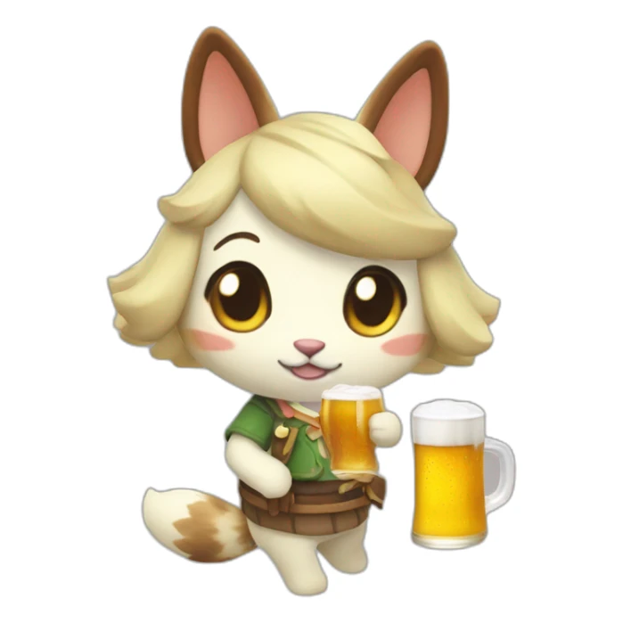 Marie-animal-crossing-with-a-beer sticker