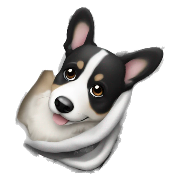 Black-white puppy corgi cardigan in a blanket sticker