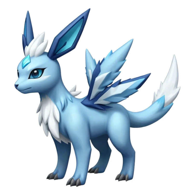 Fluffy ethereal Kyurem-Glaceon-dialga-hybrid, full body sticker
