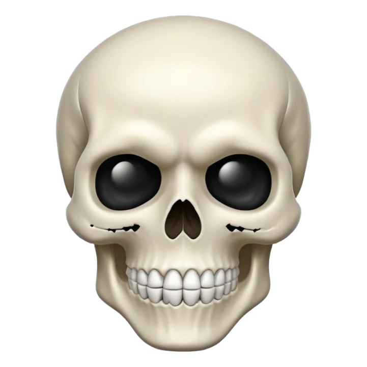 classic skull emoji with a slight grin sticker