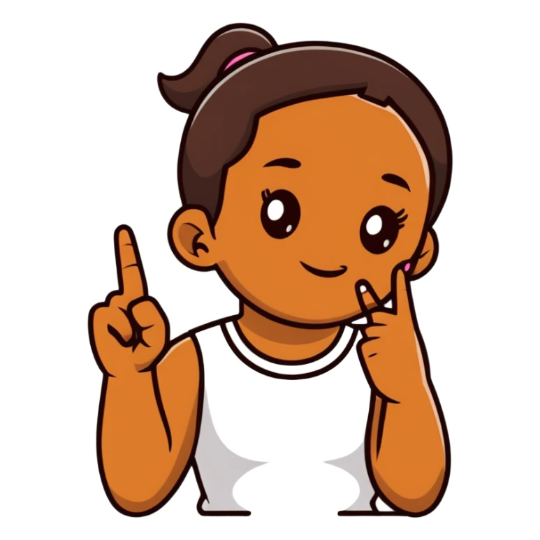 Brown girl with middle finger sticker