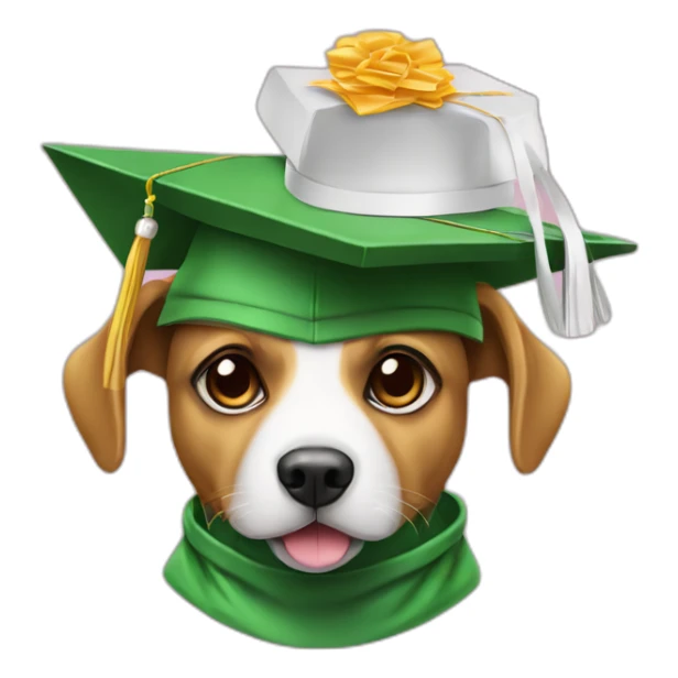 perrito con gorro de graduación verde sticker