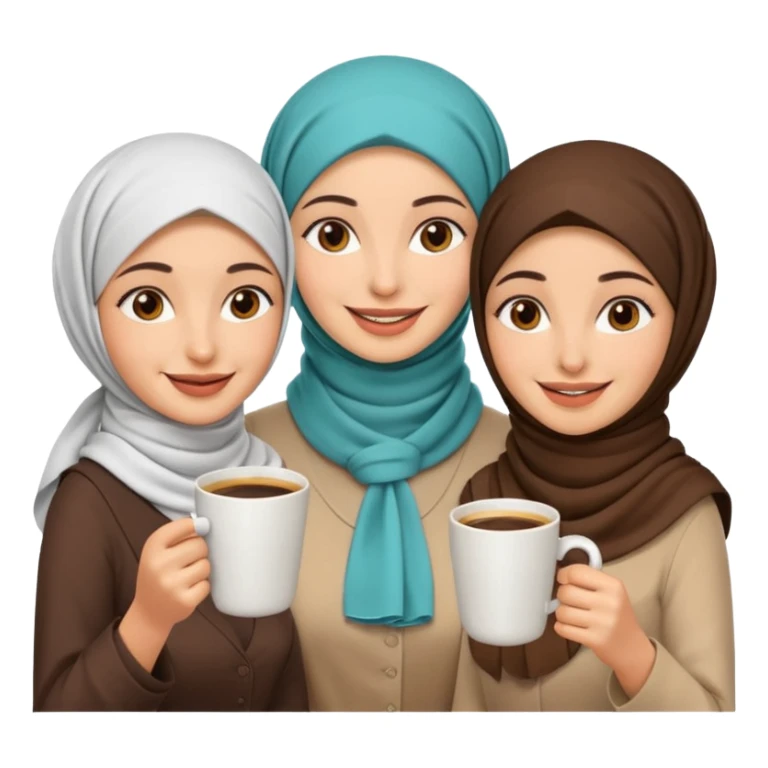 Emoji of 3 arab women drinking coffee sticker