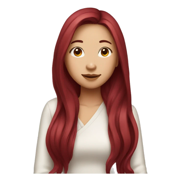 asian girl with long wine red hair  sticker