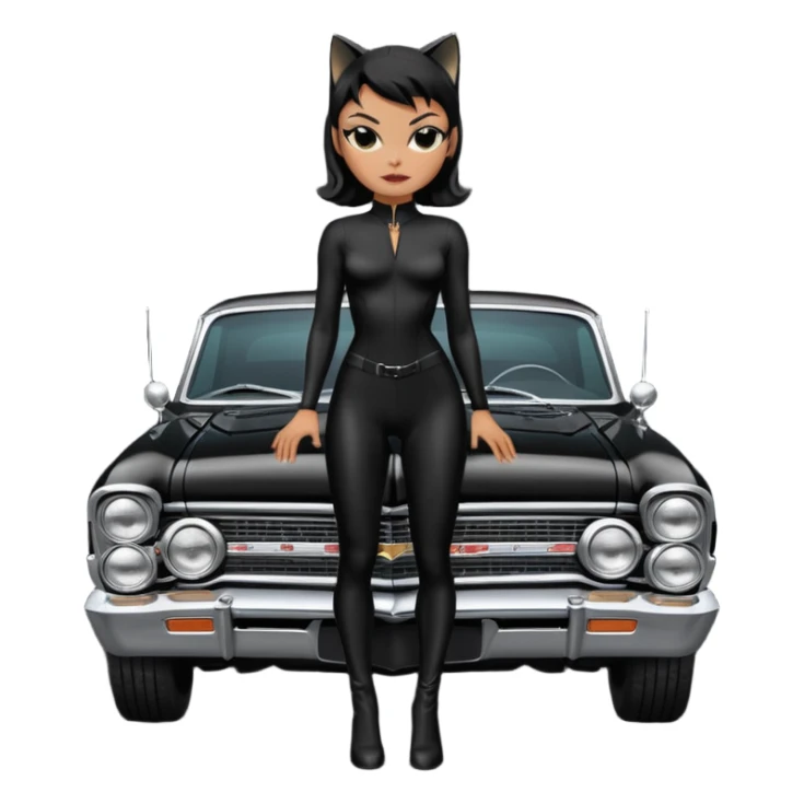 Catwoman’s  blacked-out-chrome 1965 Chevy Nova SS street rod sticker