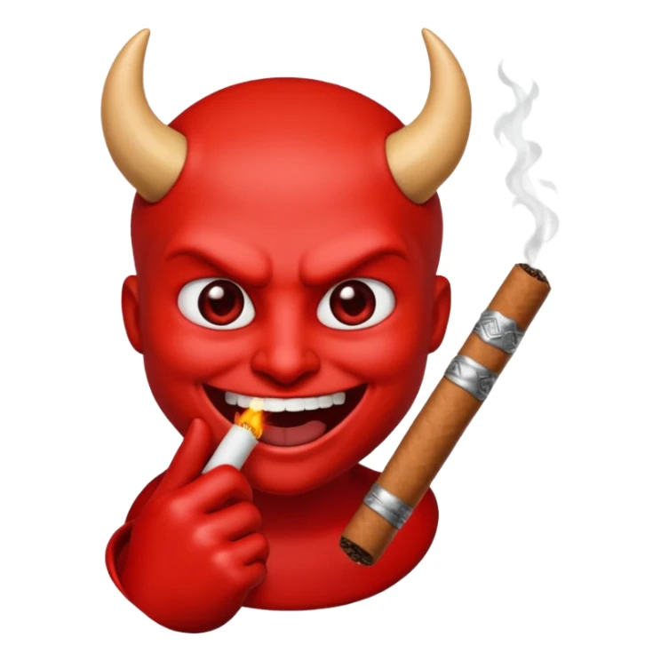 Emoji de diablo con sigarro en la boca sticker