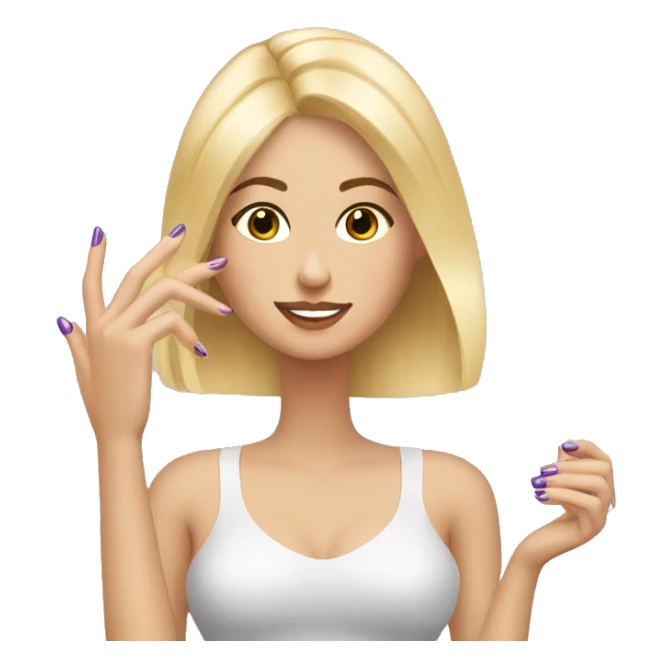 Blonde white girl getting her nails done  sticker