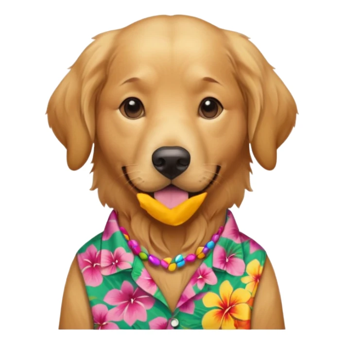 Goldern Dog – wearing colorful aloha shirt sticker