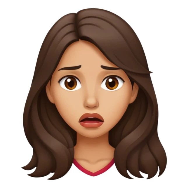 Worried brunette tan and long hair biting lip sticker