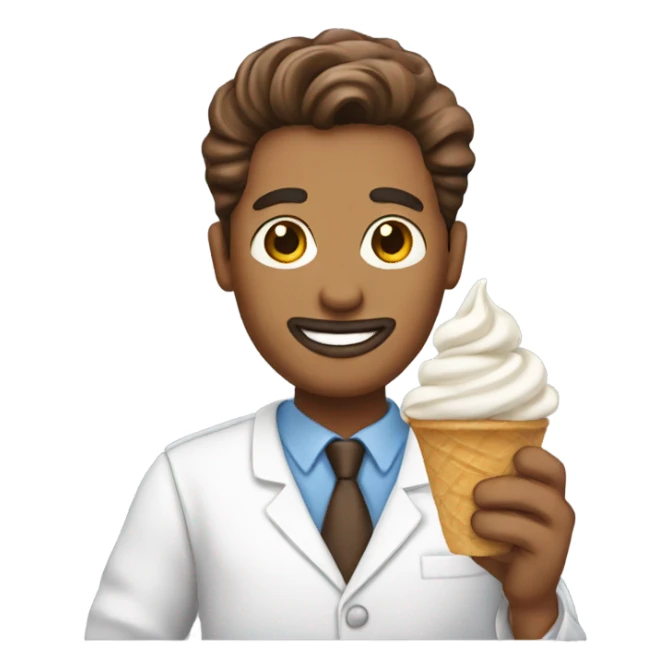 A man holding a bowl of brown soft serve sticker