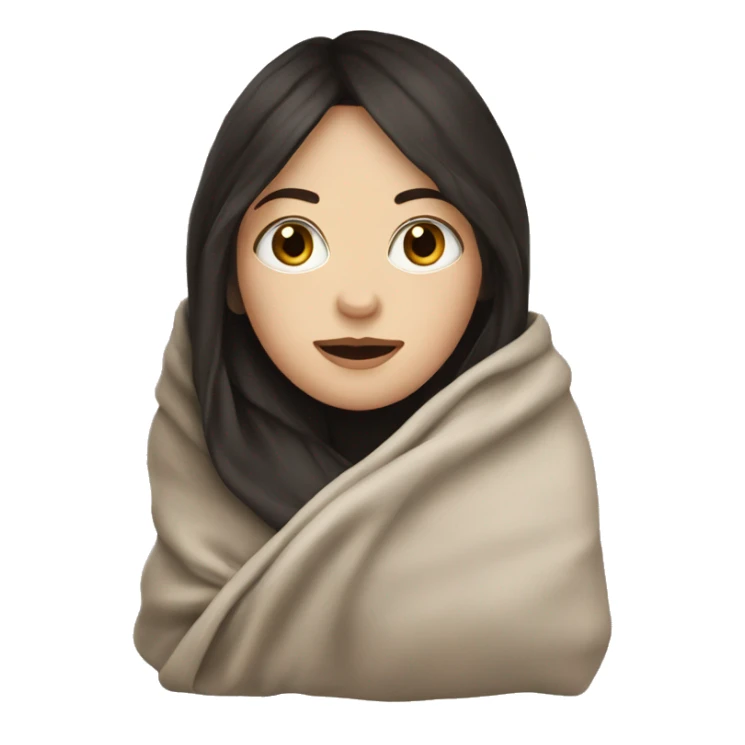 White girl with dark hair inside  a blanket sticker