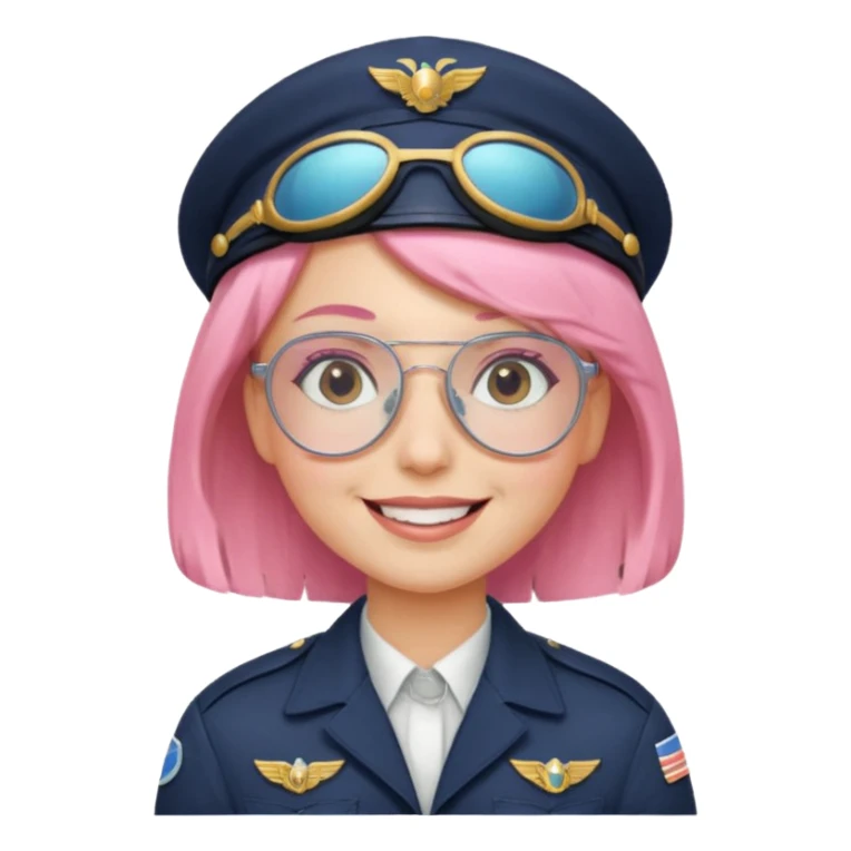 Captain Rosie – pilot with short pastel-pink bob and aviator glasses sticker