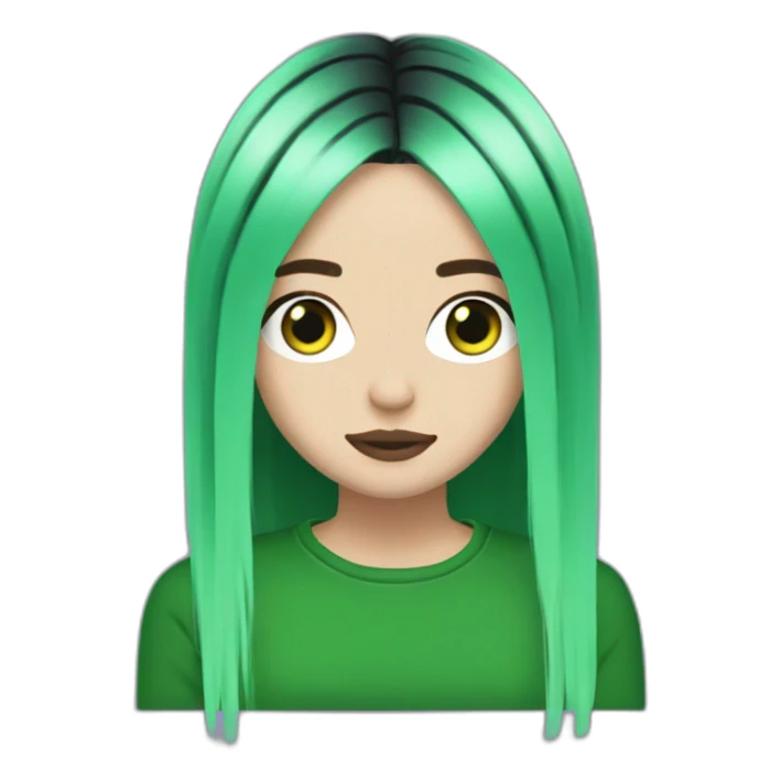 Billie Eilish black and green hair sticker