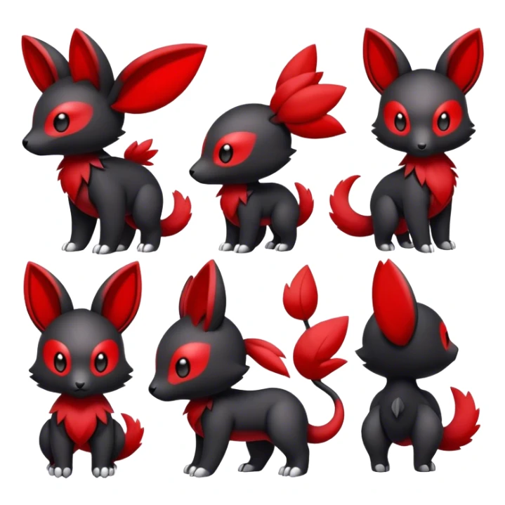 Cute cool black red animal hybrid Fakemon full body sticker