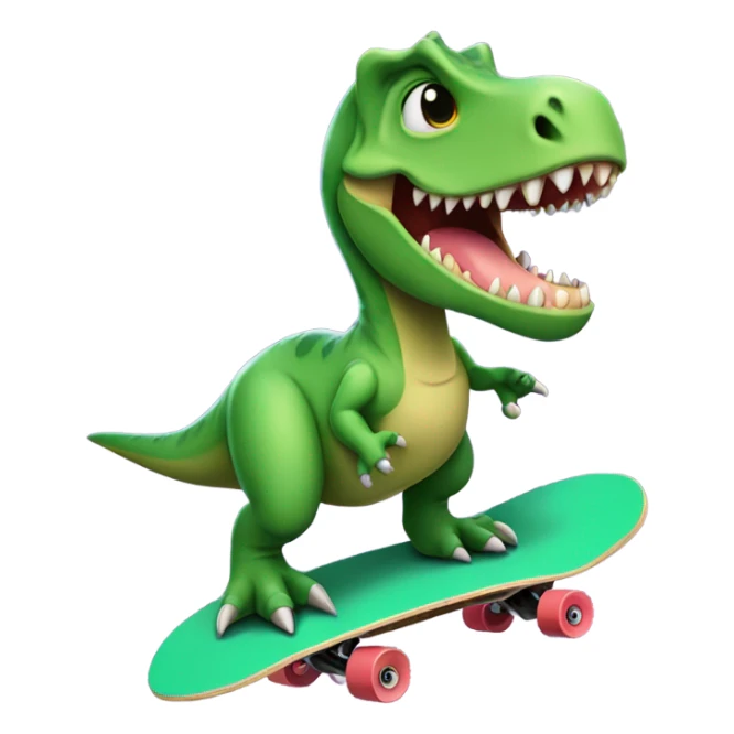 Dinosaur riding skate board sticker