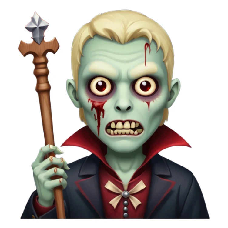 A zombie mixed with a vampire holding a wand sticker