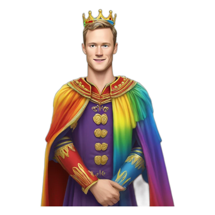 Jonathan Toews as a rainbow king with a royal robe on sticker