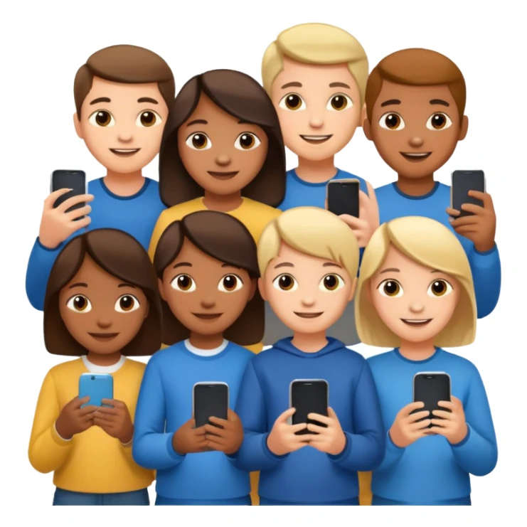 grupo de niños de 12 años con mobiles sticker