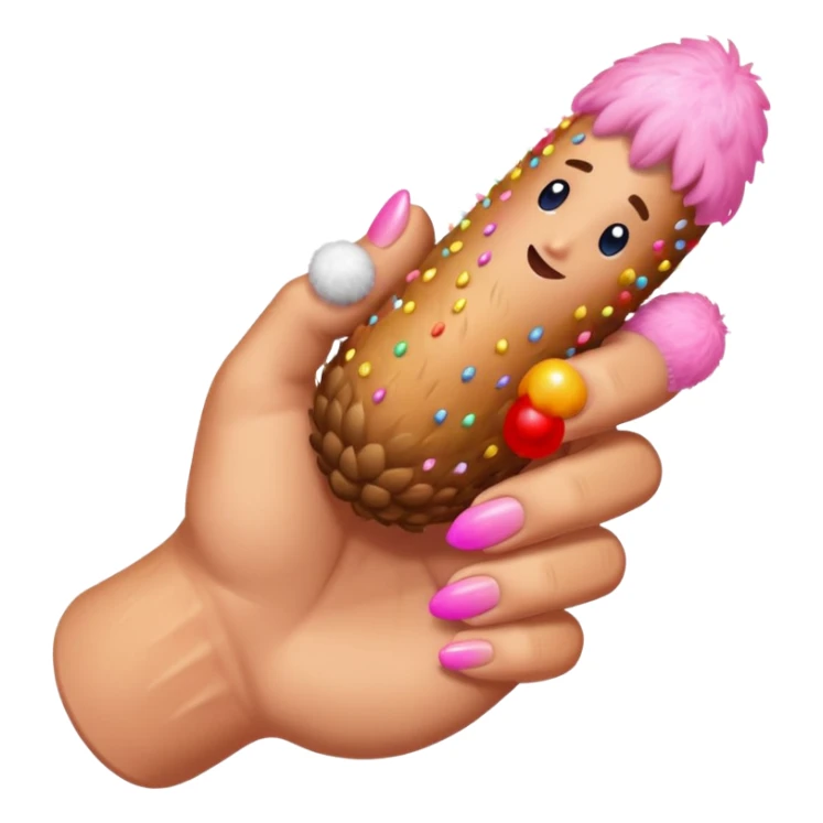 hand on big penis with pink tip and hair balls sticker