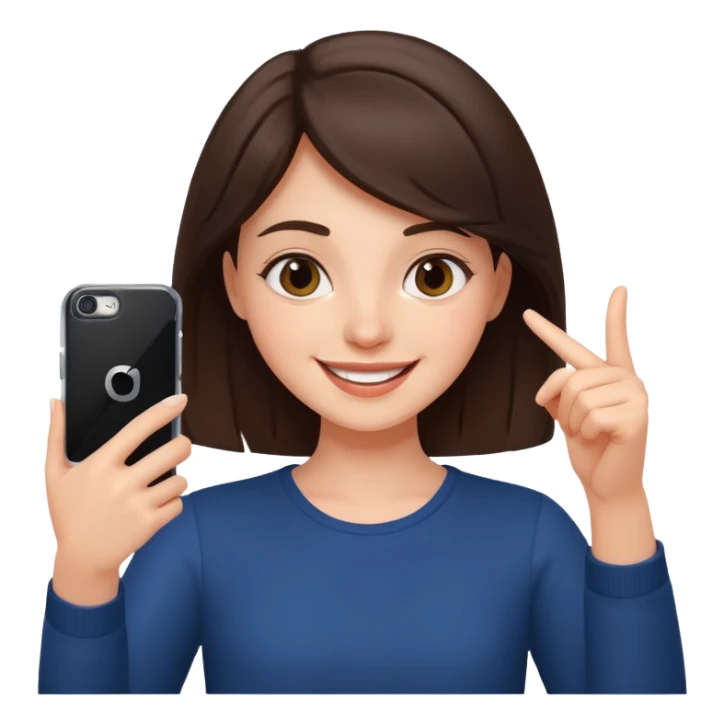 happy and energetic Brunette Girl taking selfie with her phone sticker