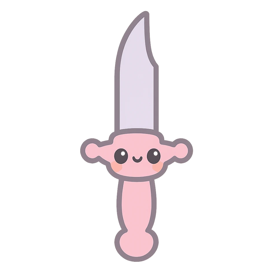 gothic knife with pink handle and silver accents, kawaii style sticker