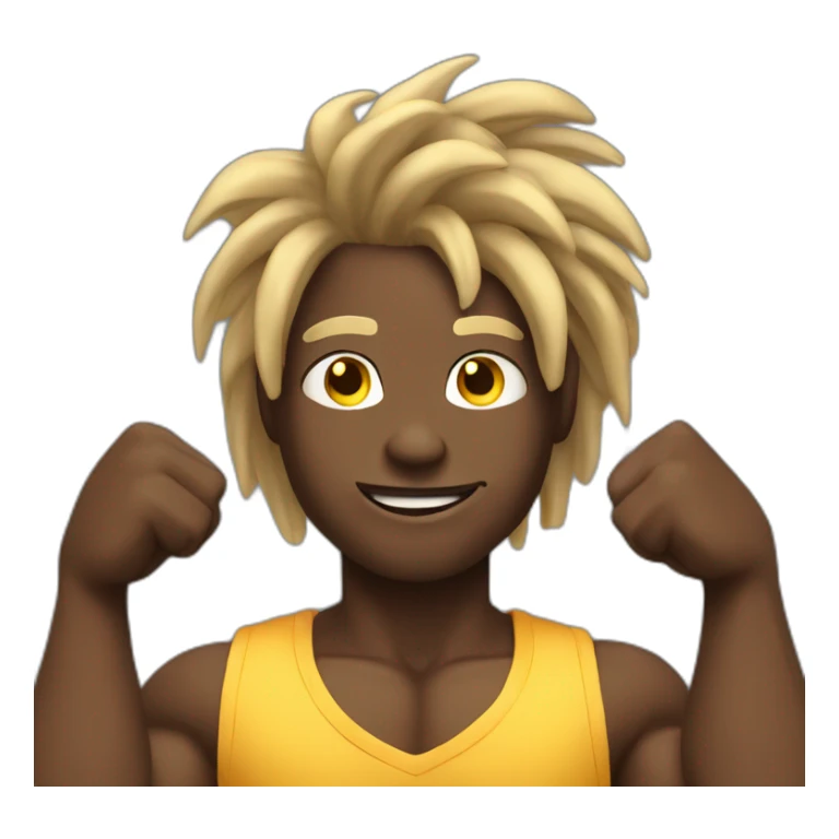 flexing muscles dark skin guy with blonde dreads sticker