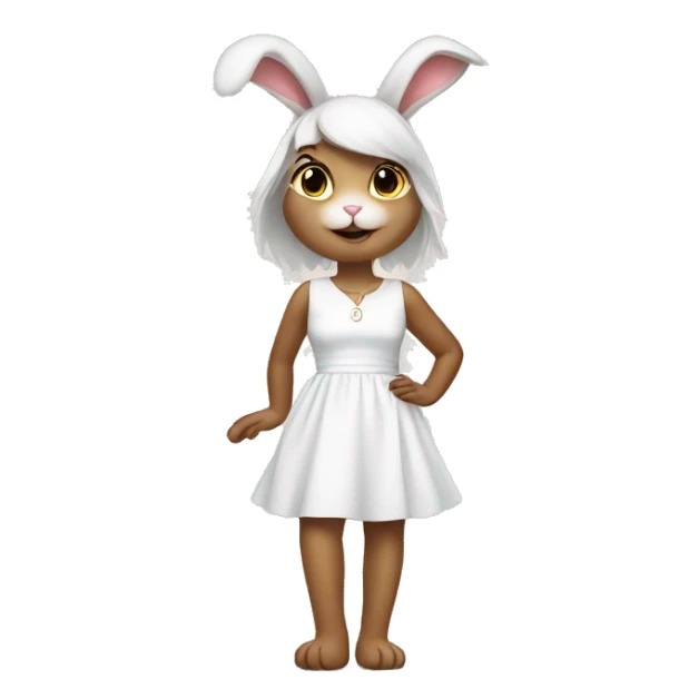 bunny wearing white dress sticker
