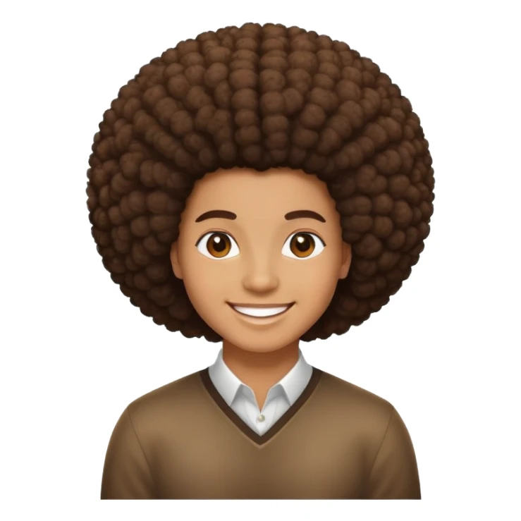 Person with large afro hairstyle, smiling sticker