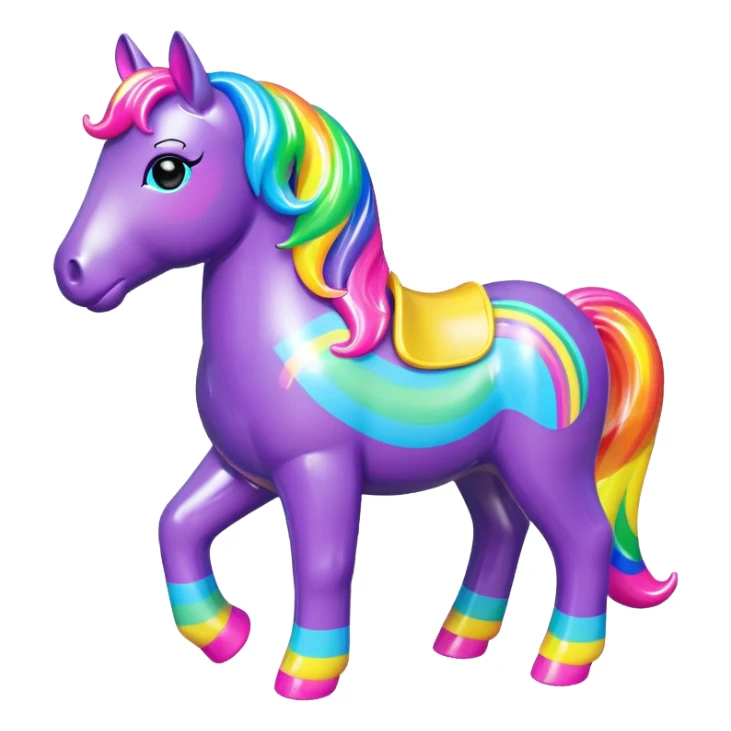  Lisa Frank style  vinyl fat horse toy figure  sticker