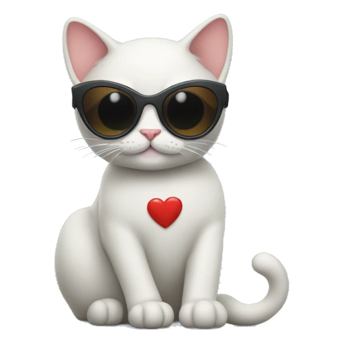 Cat with heart sunglasses sticker