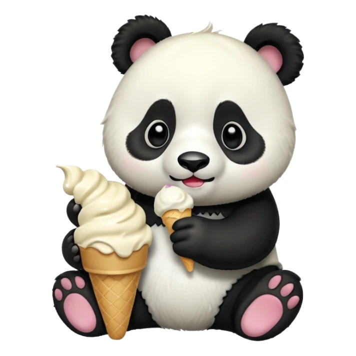 Panda eating ice cream sticker